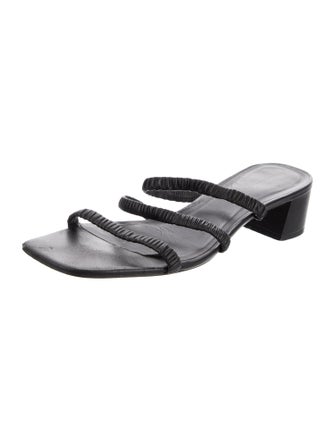 Reformation Leather Ruffle Embellishment Slides