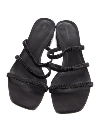 Reformation Leather Ruffle Embellishment Slides