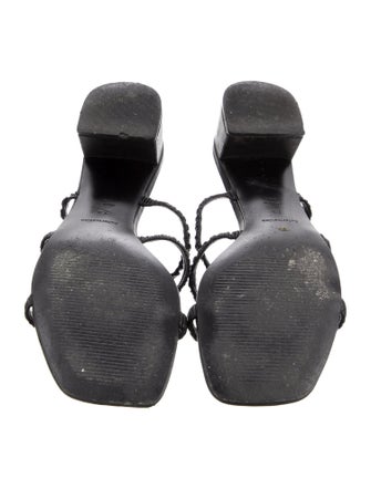 Reformation Leather Ruffle Embellishment Slides