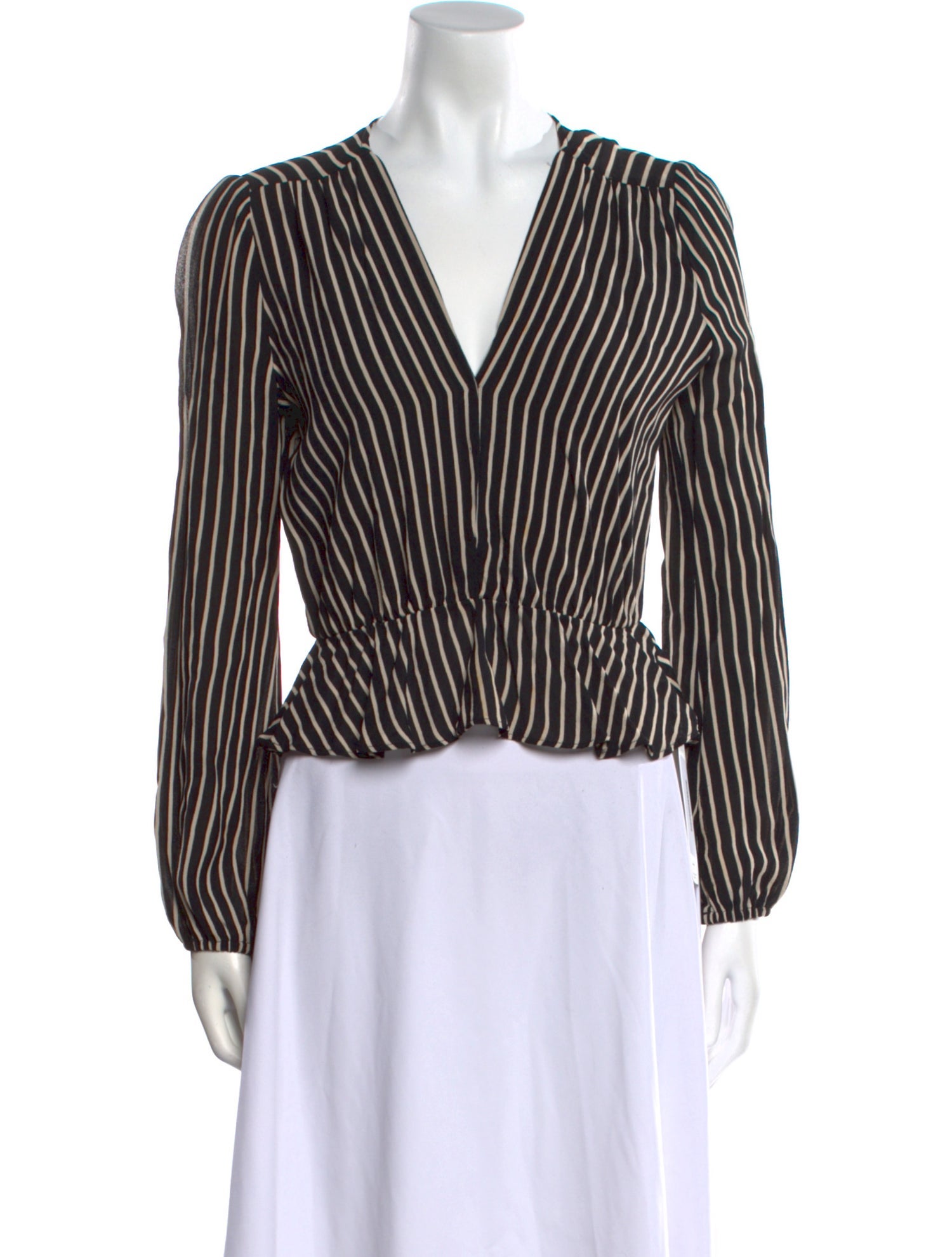 Reformation Striped V-Neck Blouse