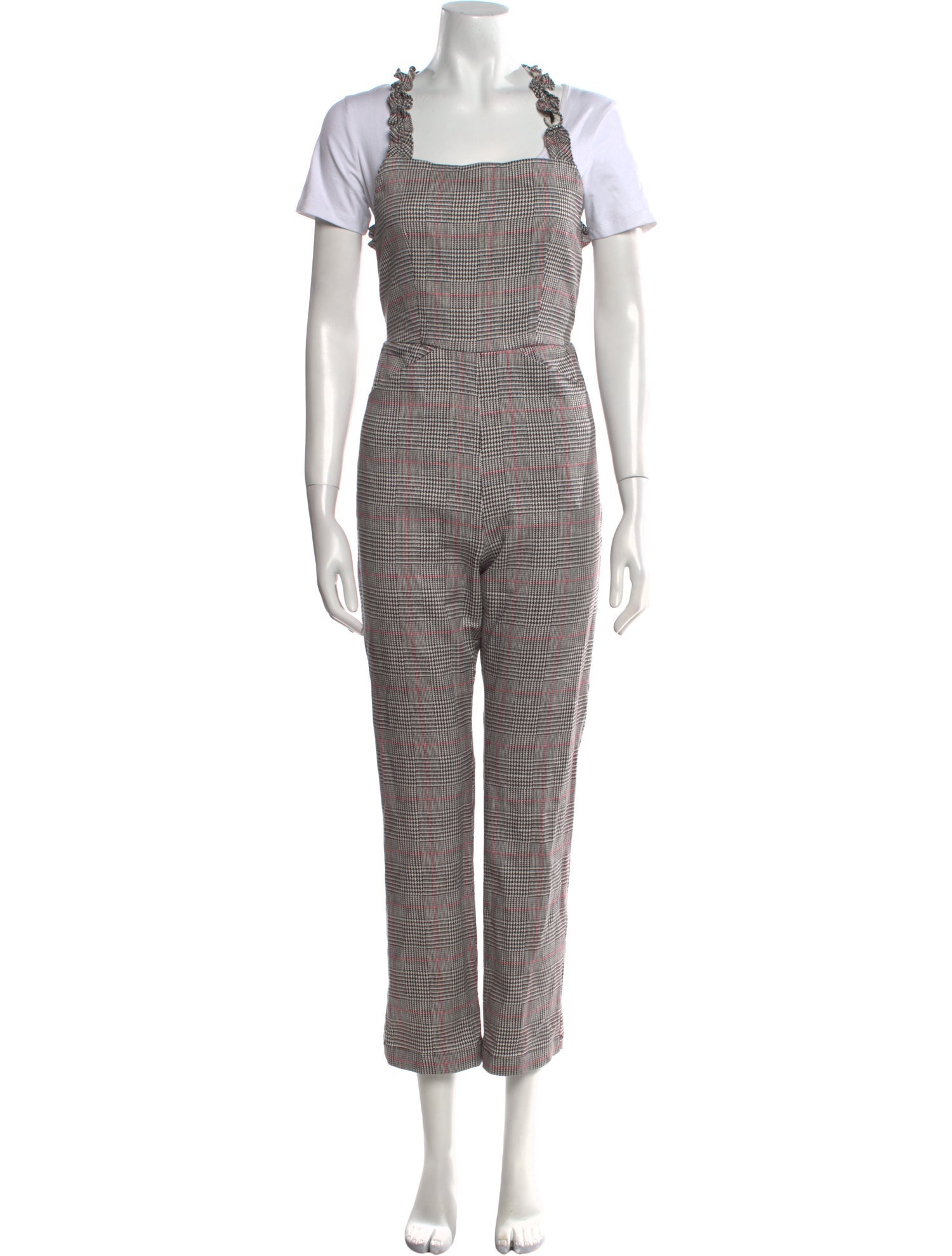 Reformation Houndstooth Print Square Neckline Jumpsuit