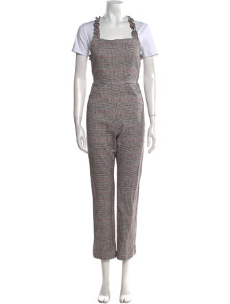 Reformation Houndstooth Print Square Neckline Jumpsuit