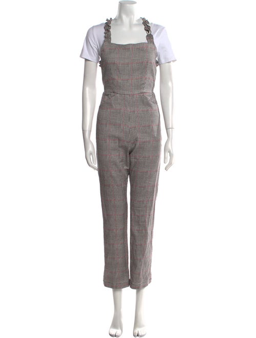 Reformation Houndstooth Print Square Neckline Jumpsuit