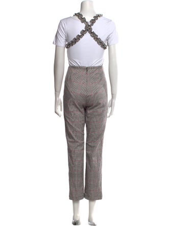 Reformation Houndstooth Print Square Neckline Jumpsuit