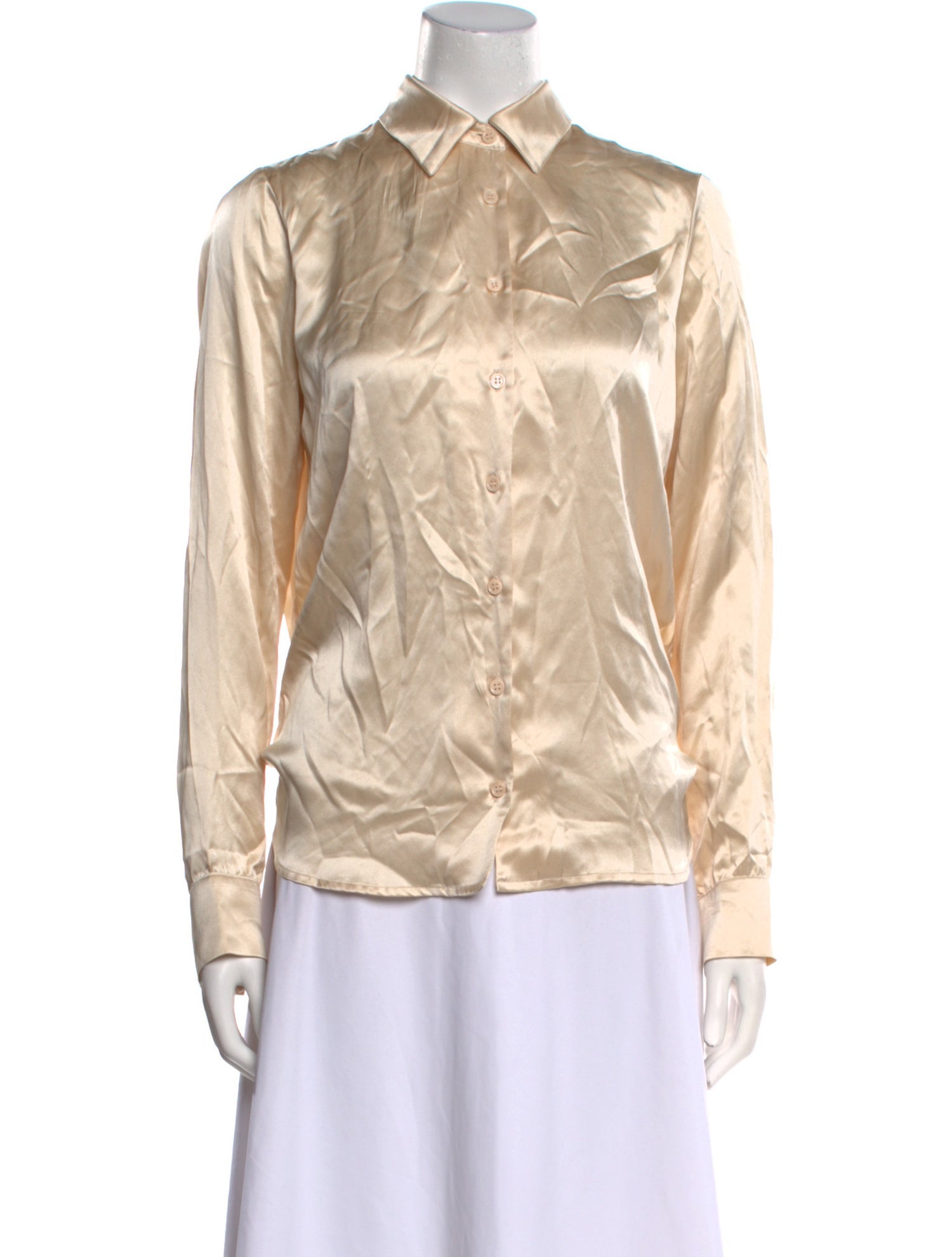 Reformation Silk Long Sleeve Button-Up Top