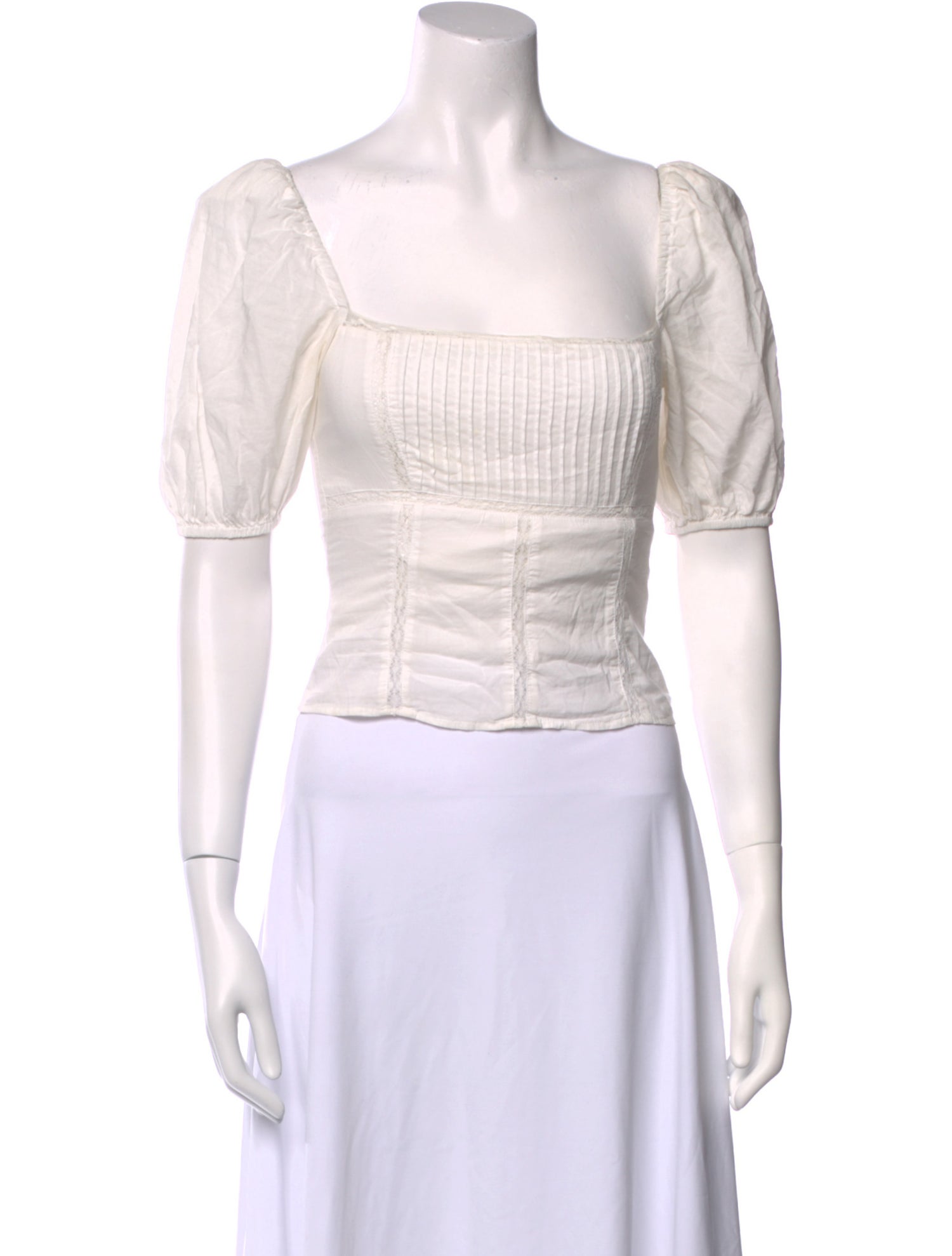 Reformation Square Neckline Short Sleeve Crop Top