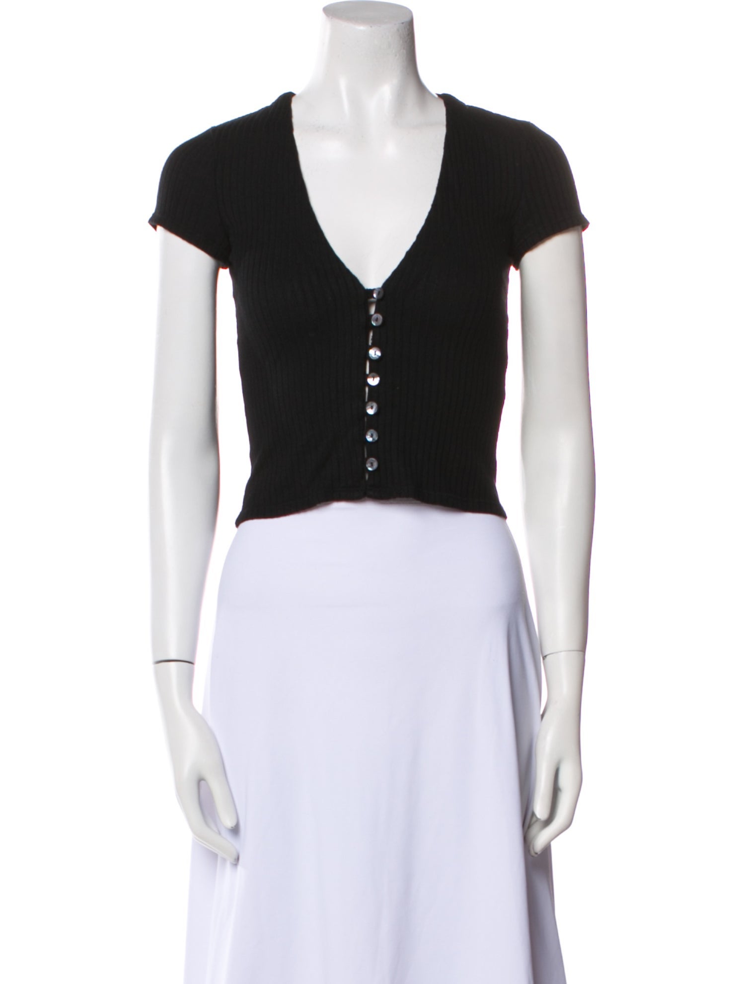 Reformation V-Neck Short Sleeve Crop Top