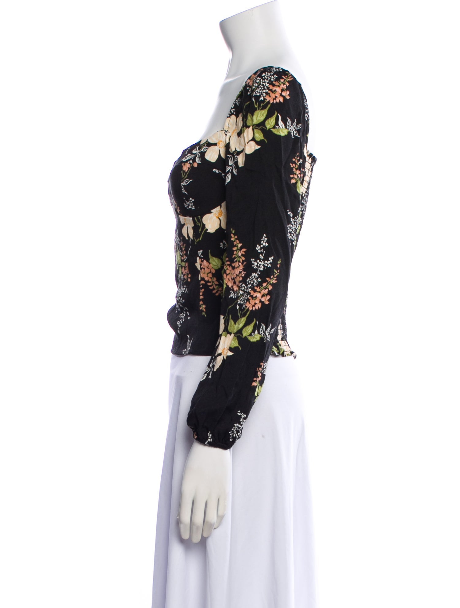 Reformation Floral Print Square Neckline Blouse