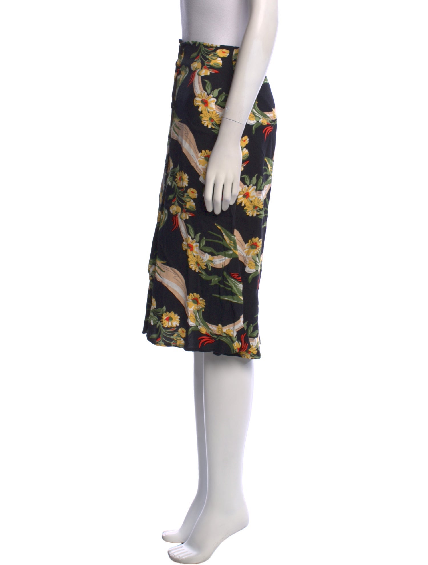 Reformation Floral Print Knee-Length Skirt