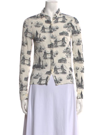 Reformation Printed Long Sleeve Button-Up Top