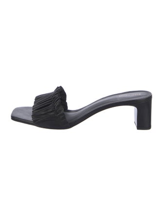 Reformation Leather Ruffle Embellishment Slides