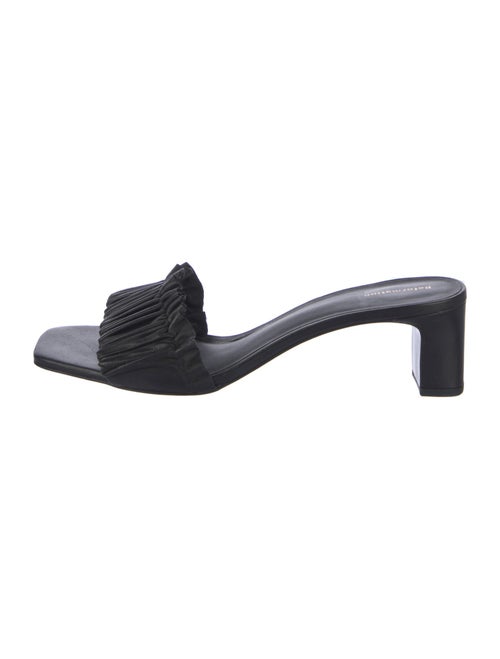 Reformation Leather Ruffle Embellishment Slides