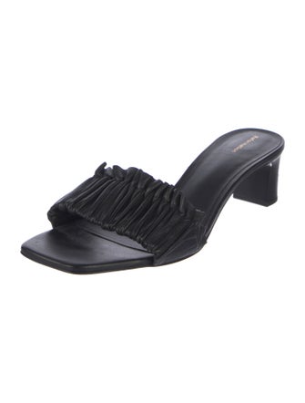 Reformation Leather Ruffle Embellishment Slides