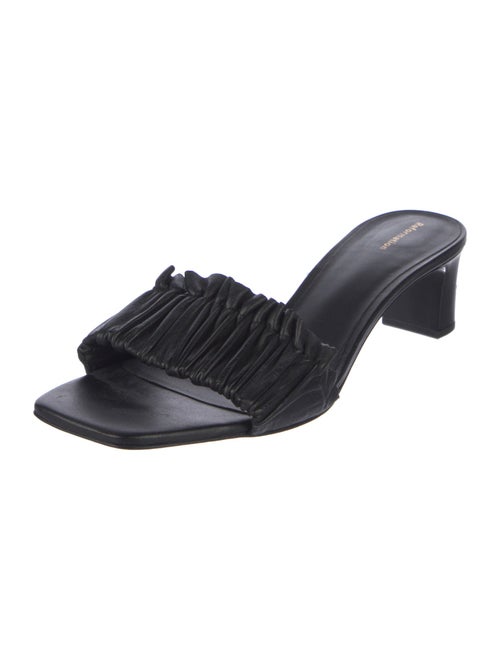 Reformation Leather Ruffle Embellishment Slides