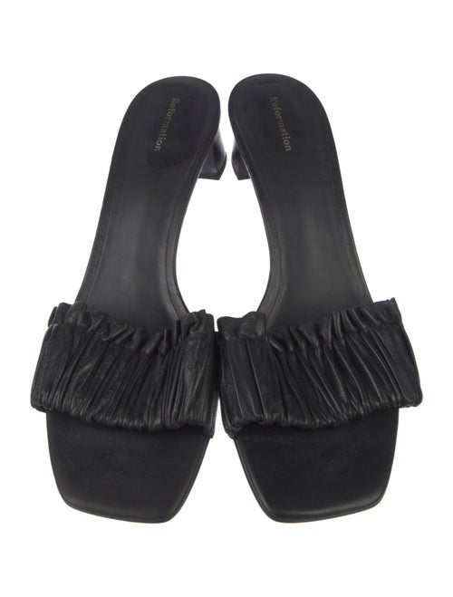 Reformation Leather Ruffle Embellishment Slides