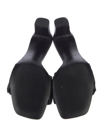 Reformation Leather Ruffle Embellishment Slides