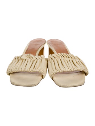 Reformation Leather Ruffle Embellishment Slides