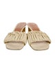Reformation Leather Ruffle Embellishment Slides