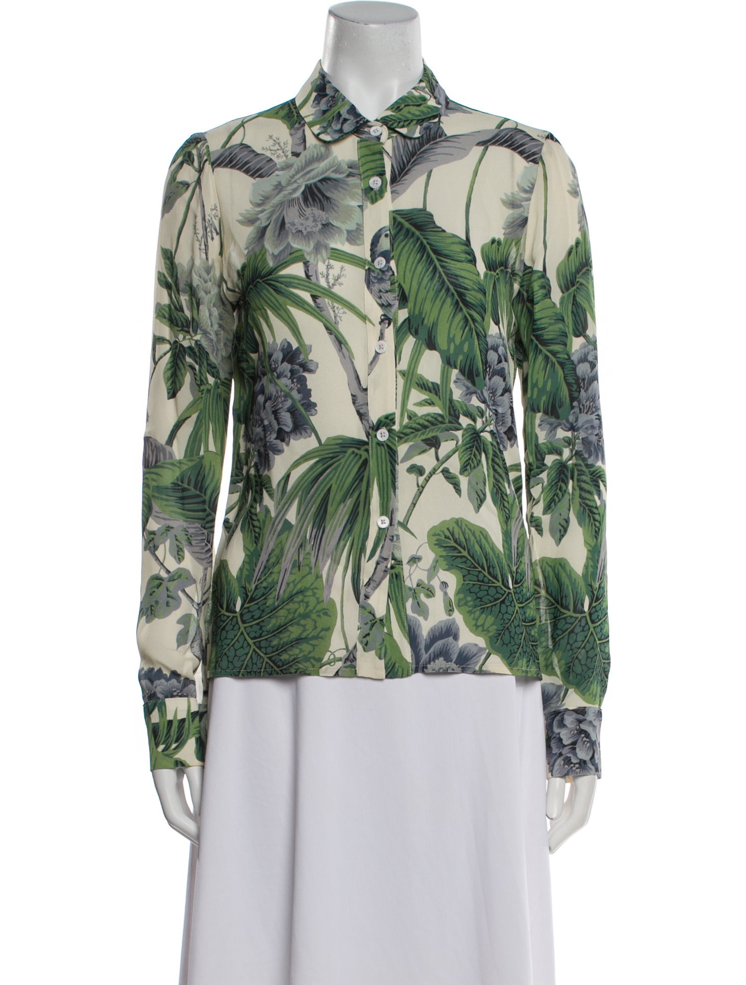 Reformation Floral Print Long Sleeve Button-Up Top