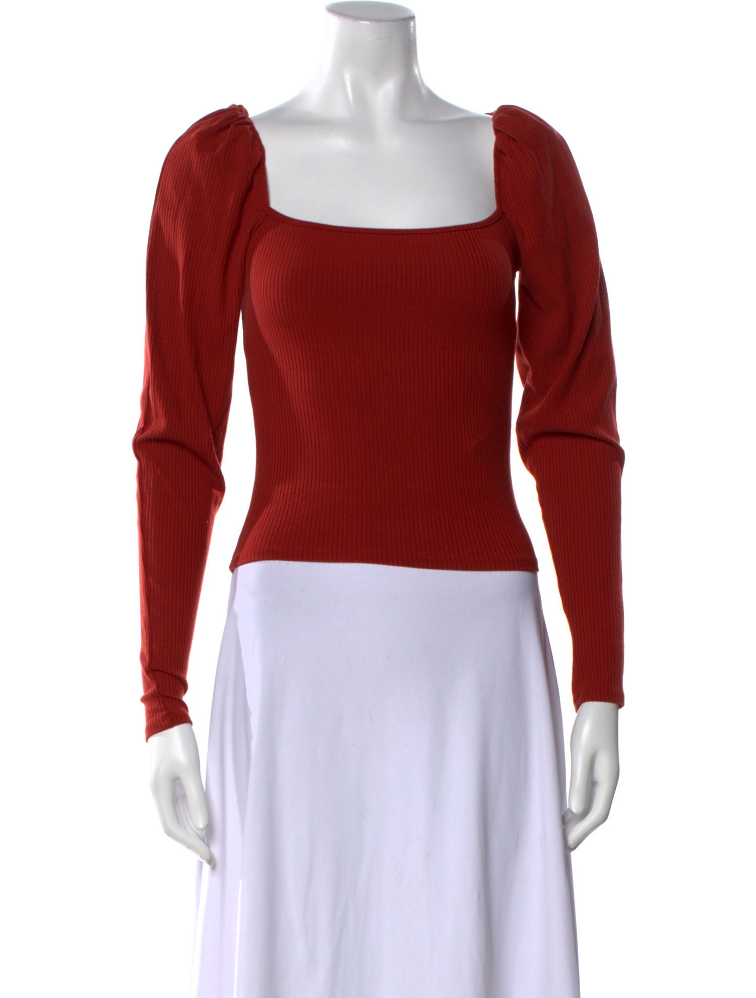 Reformation Square Neckline Long Sleeve Crop Top