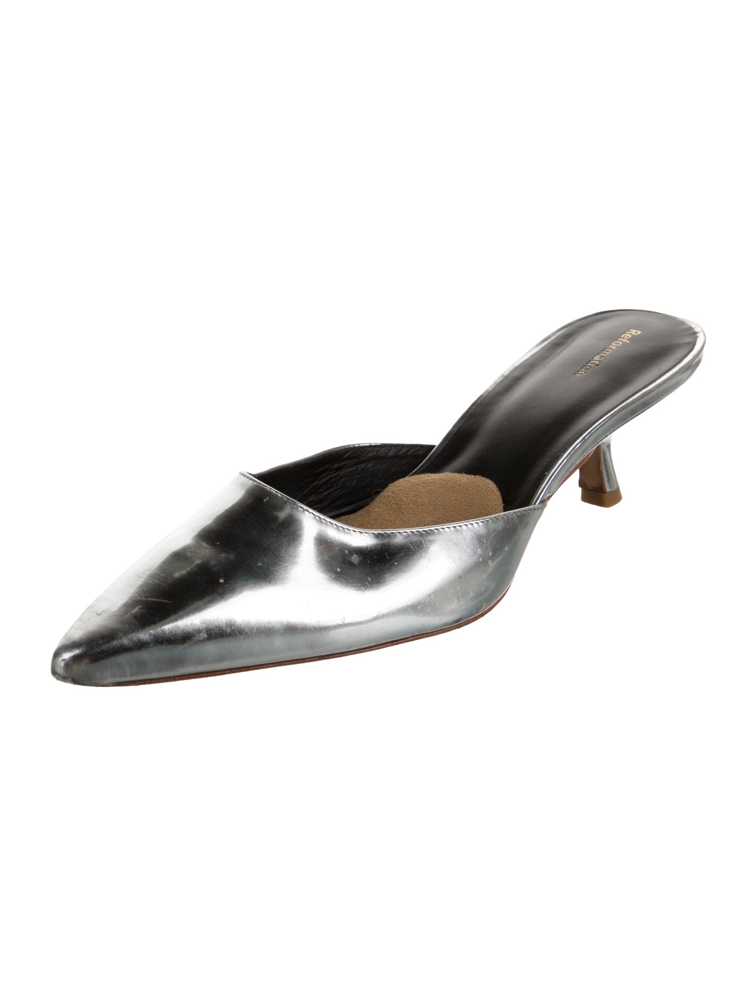 Reformation Patent Leather Cutout Accent Mules