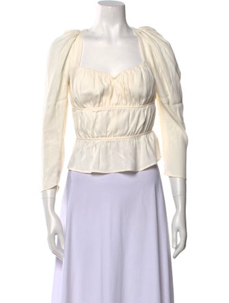 Reformation Square Neckline Three-Quarter Sleeve Crop Top