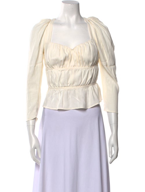 Reformation Square Neckline Three-Quarter Sleeve Crop Top