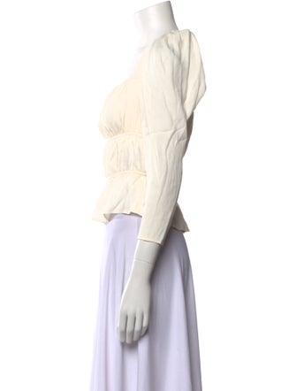 Reformation Square Neckline Three-Quarter Sleeve Crop Top