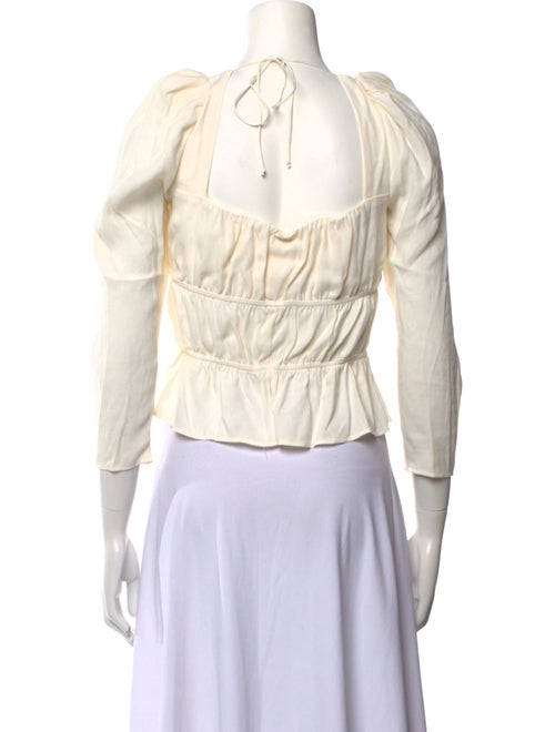 Reformation Square Neckline Three-Quarter Sleeve Crop Top