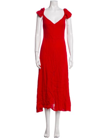 Reformation V-Neck Midi Length Dress
