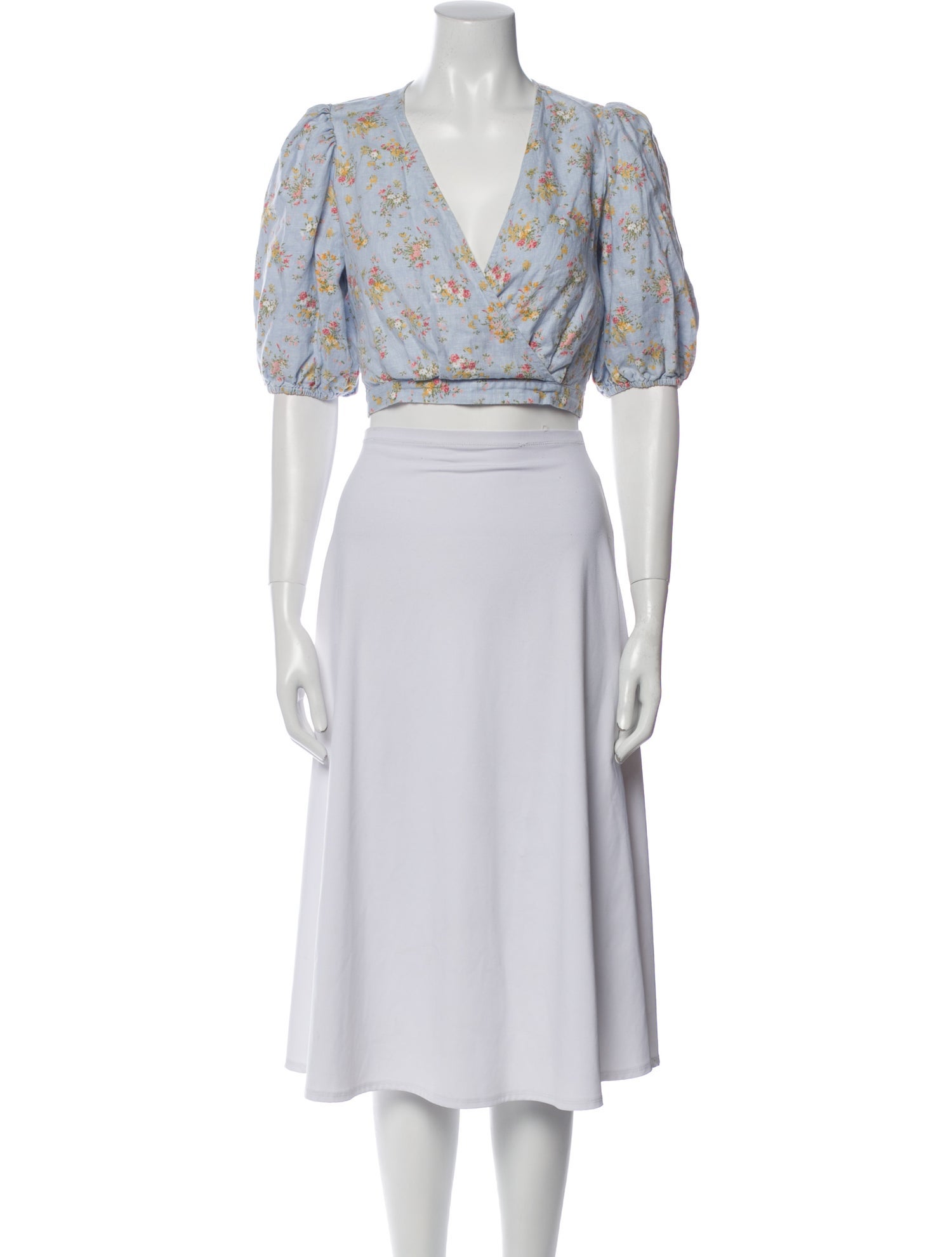 Reformation Linen Floral Print Crop Top