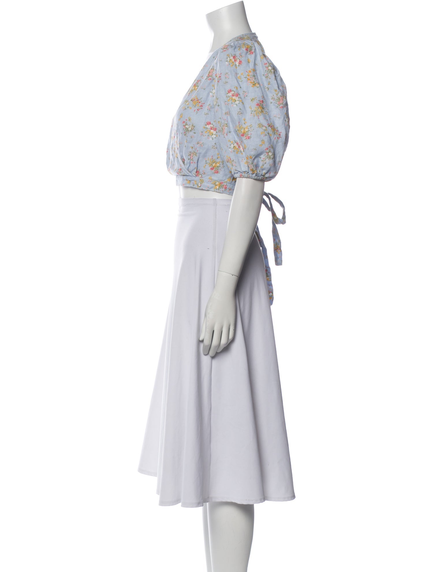 Reformation Linen Floral Print Crop Top