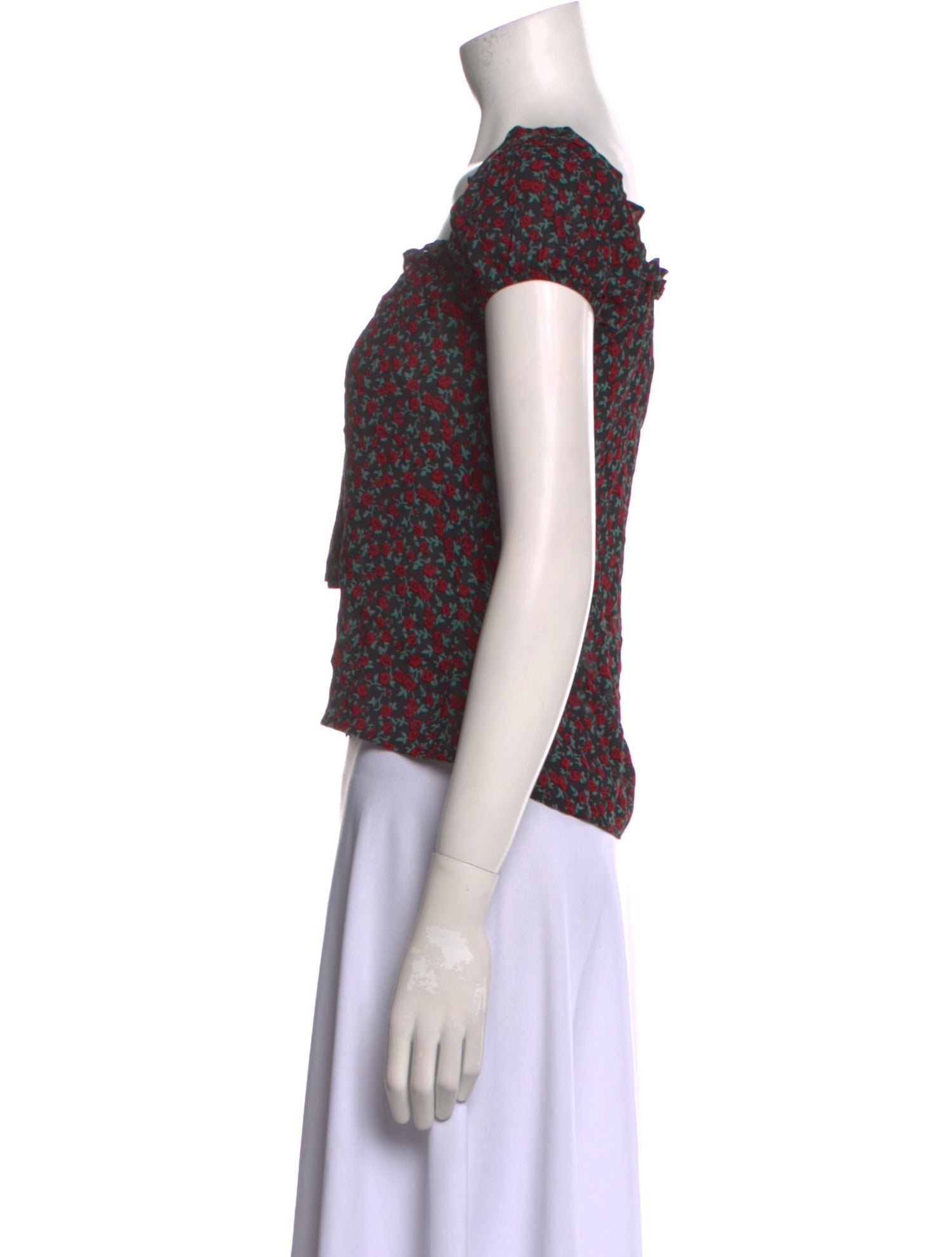 Reformation Floral Print Square Neckline Crop Top