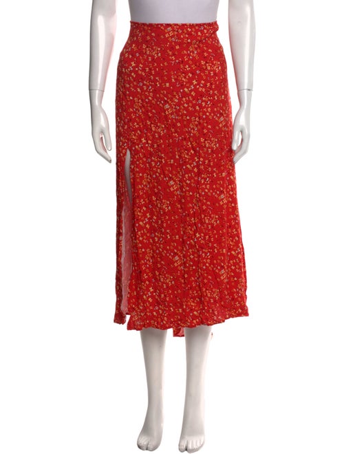 Reformation Floral Print Midi Length Skirt