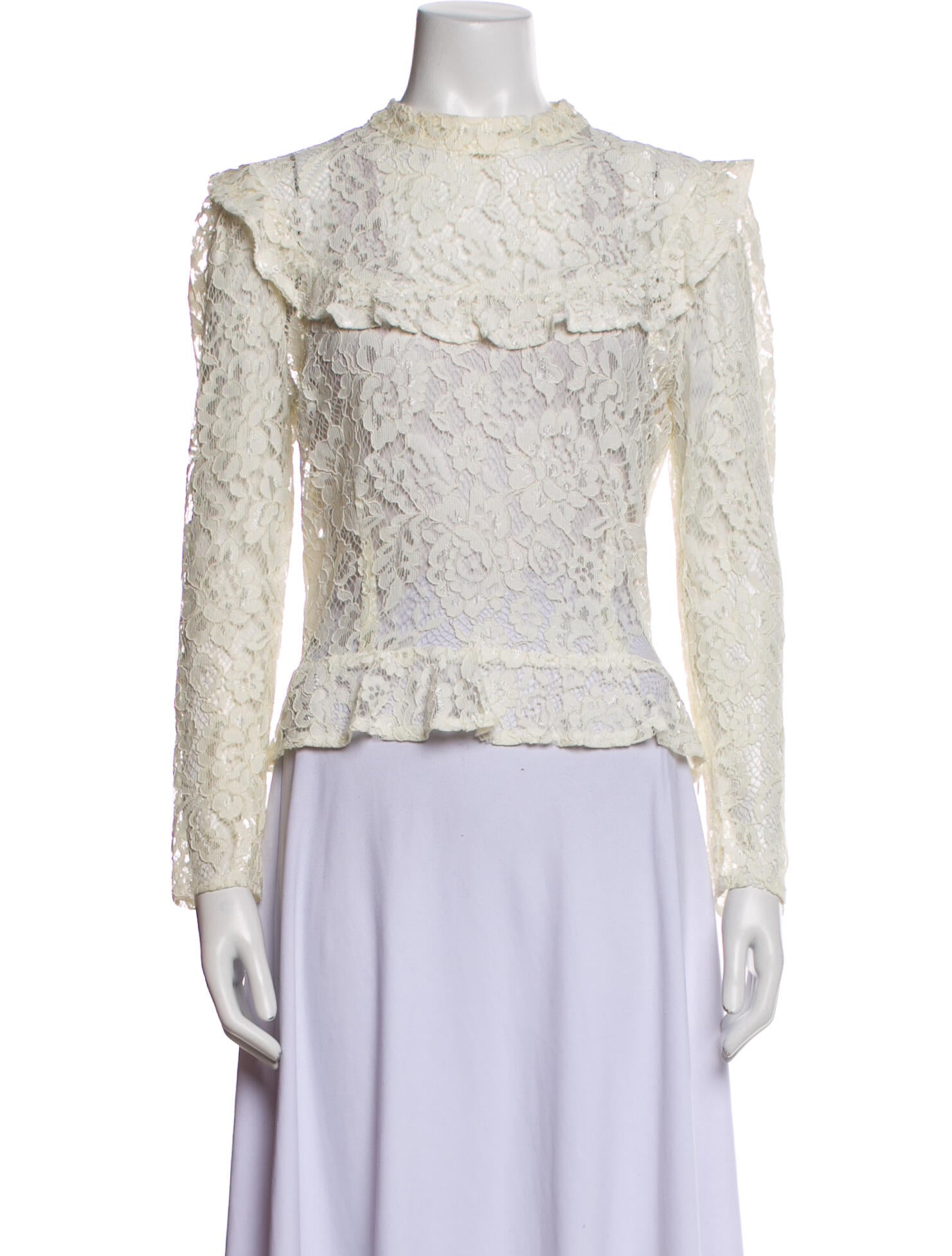 Reformation Lace Pattern Mock Neck Blouse