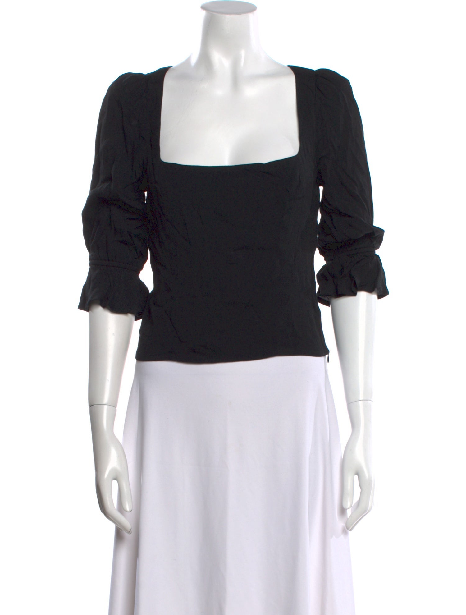 Reformation Square Neckline Three-Quarter Sleeve Crop Top