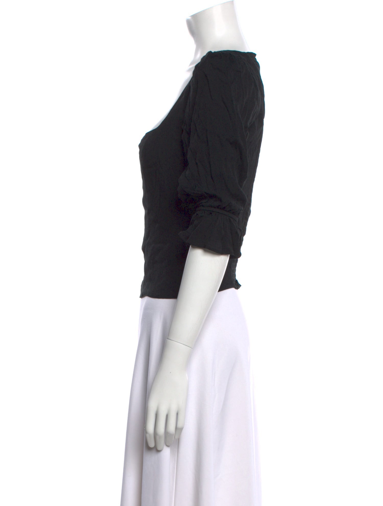 Reformation Square Neckline Three-Quarter Sleeve Crop Top