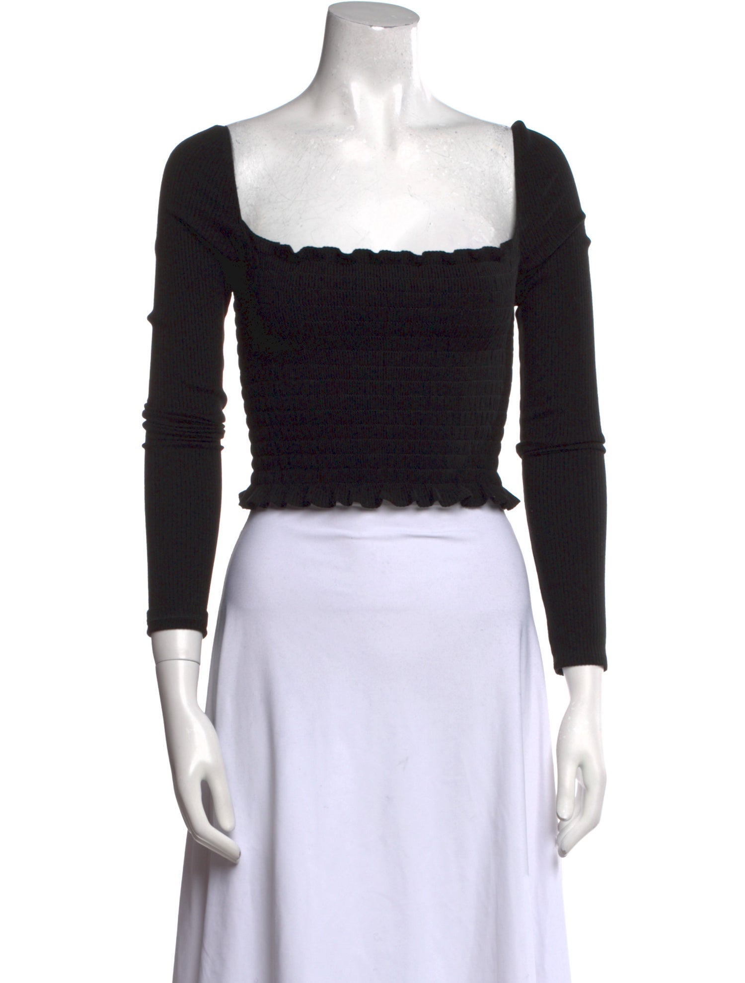 Reformation Square Neckline Three-Quarter Sleeve Crop Top