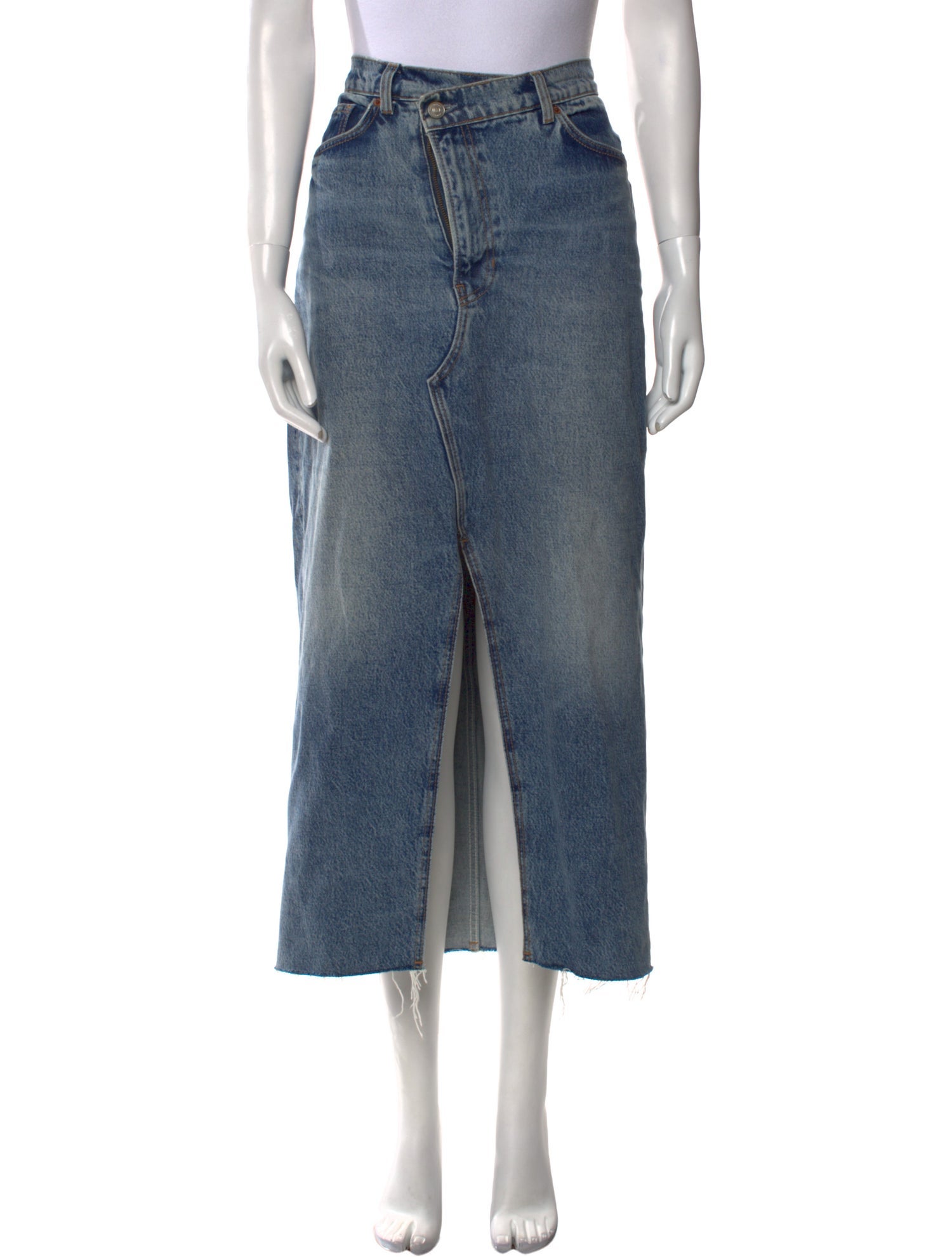 Reformation Raw-Edge Trim Midi Length Skirt