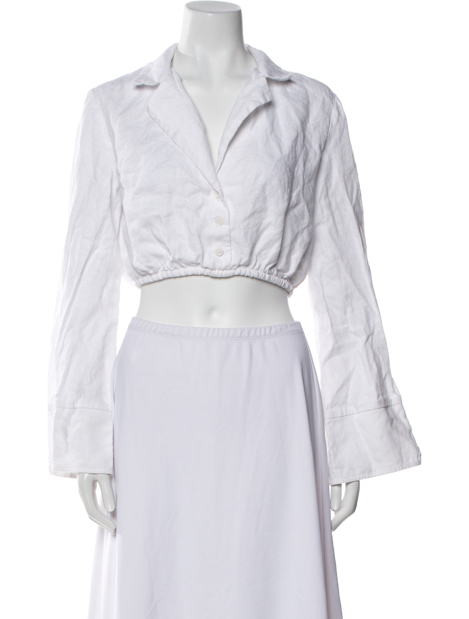 Reformation Linen Long Sleeve Crop Top