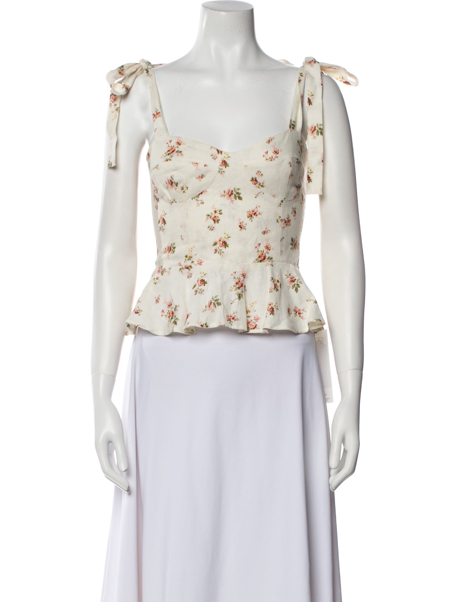 Reformation Linen Floral Print Crop Top