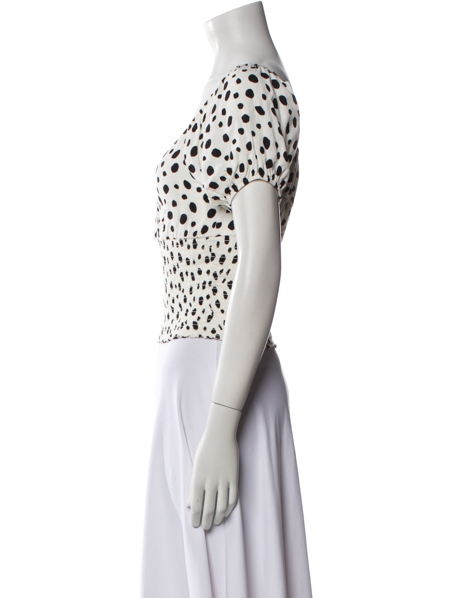 Reformation Polka Dot Print V-Neck Crop Top