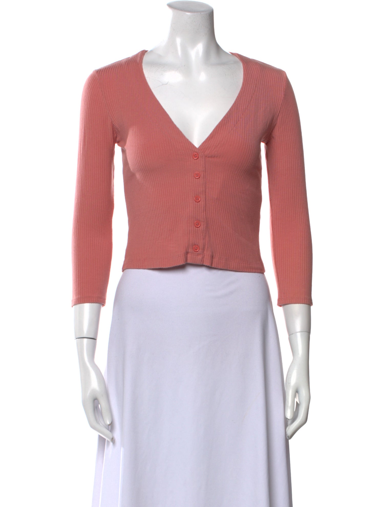 Reformation V-Neck Three-Quarter Sleeve Crop Top