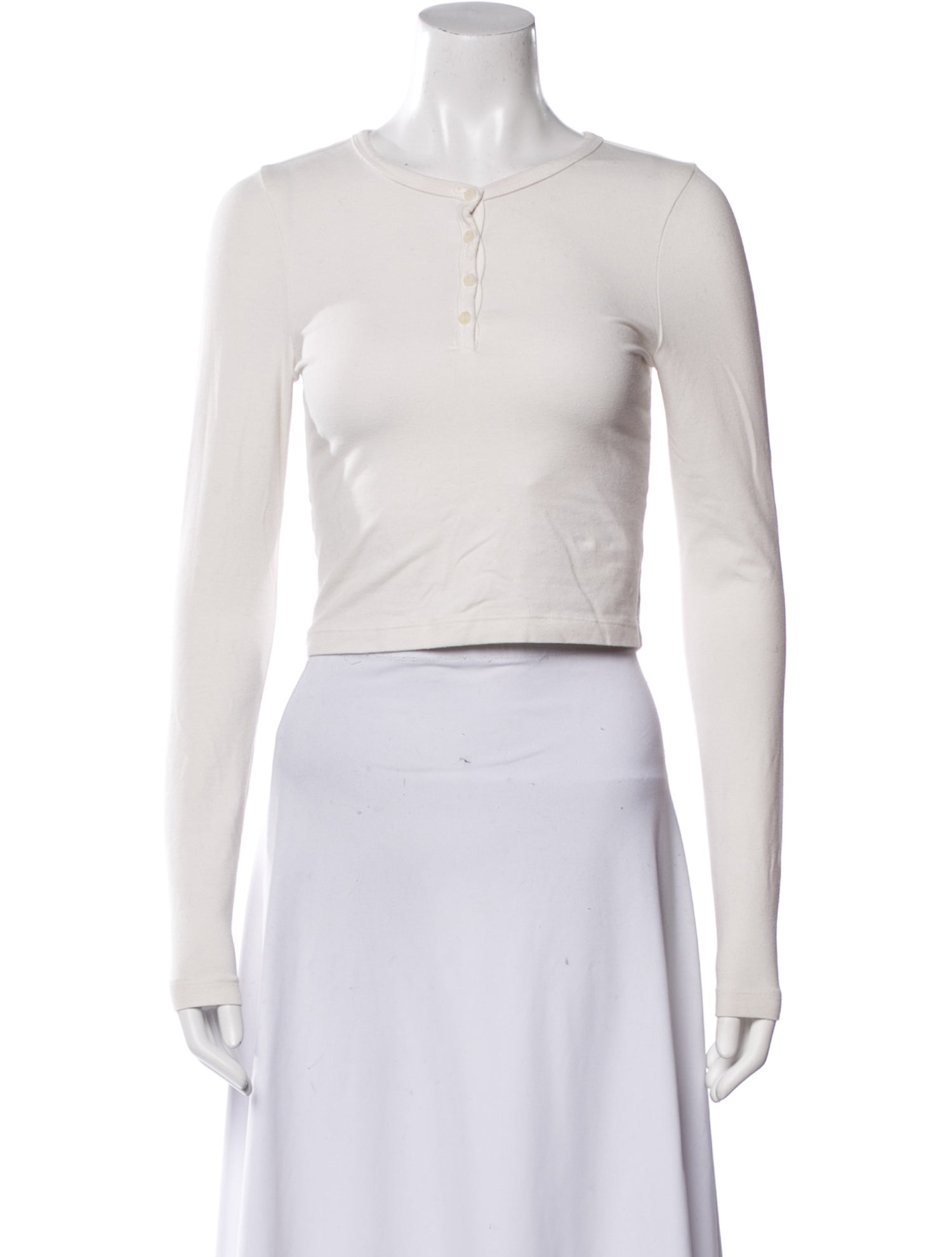 Reformation V-Neck Long Sleeve Crop Top