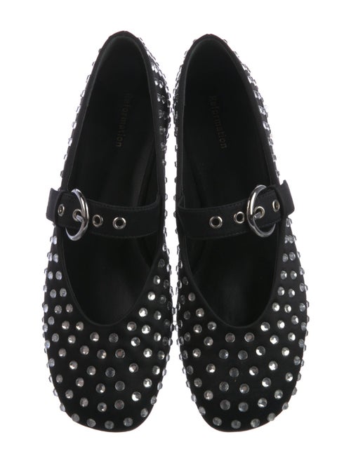 Reformation Satin Crystal Embellishments Mary Jane Flats