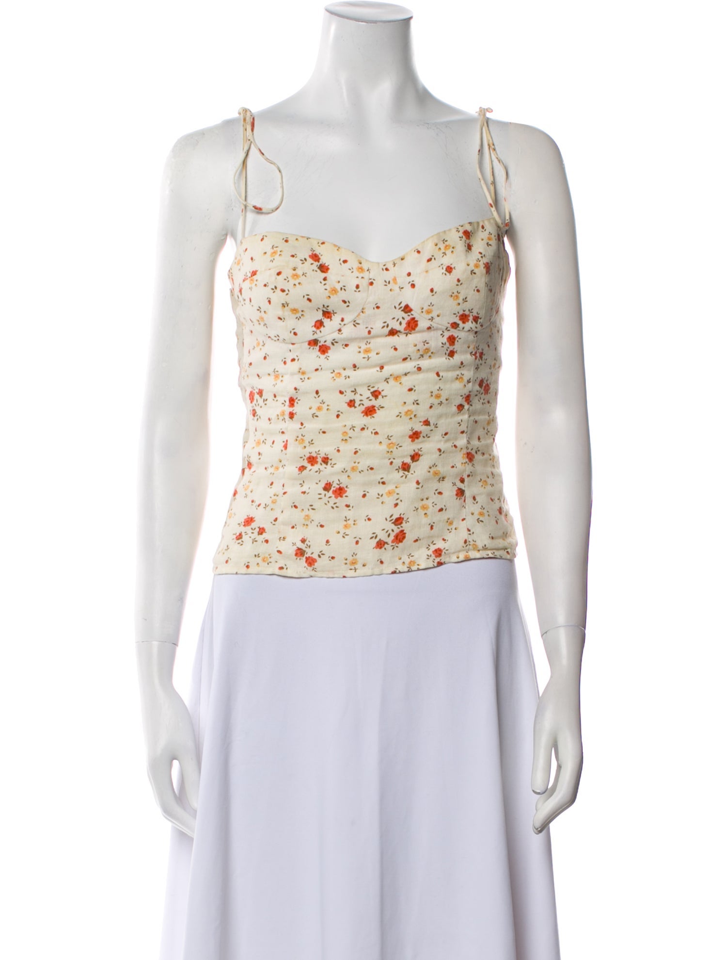 Reformation Linen Floral Print Crop Top