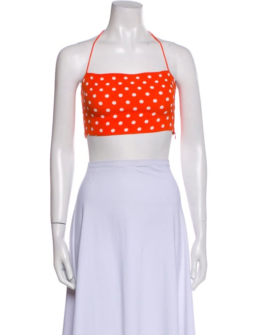 Reformation Polka Dot Print Square Neckline Crop Top