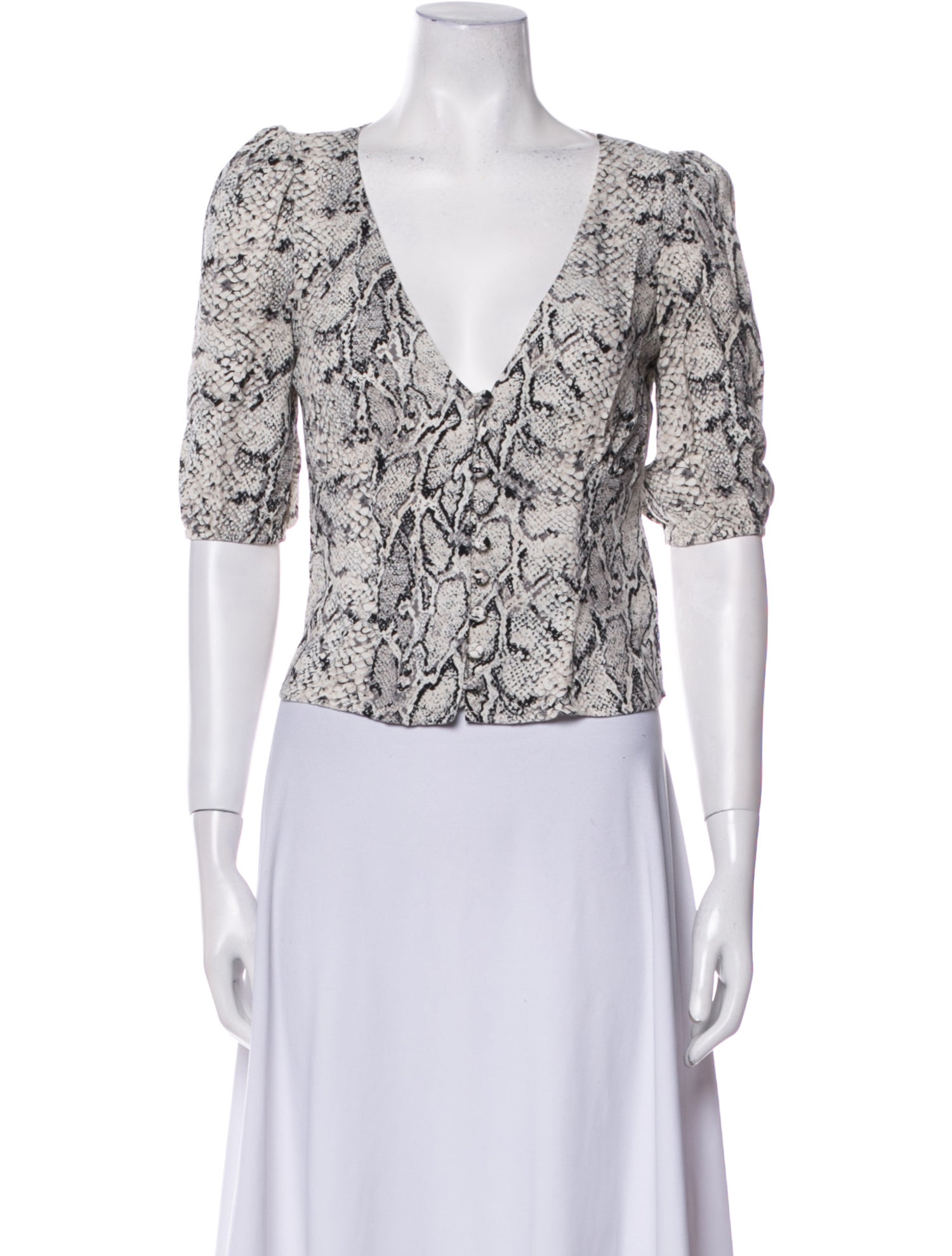 Reformation Animal Print V-Neck Crop Top