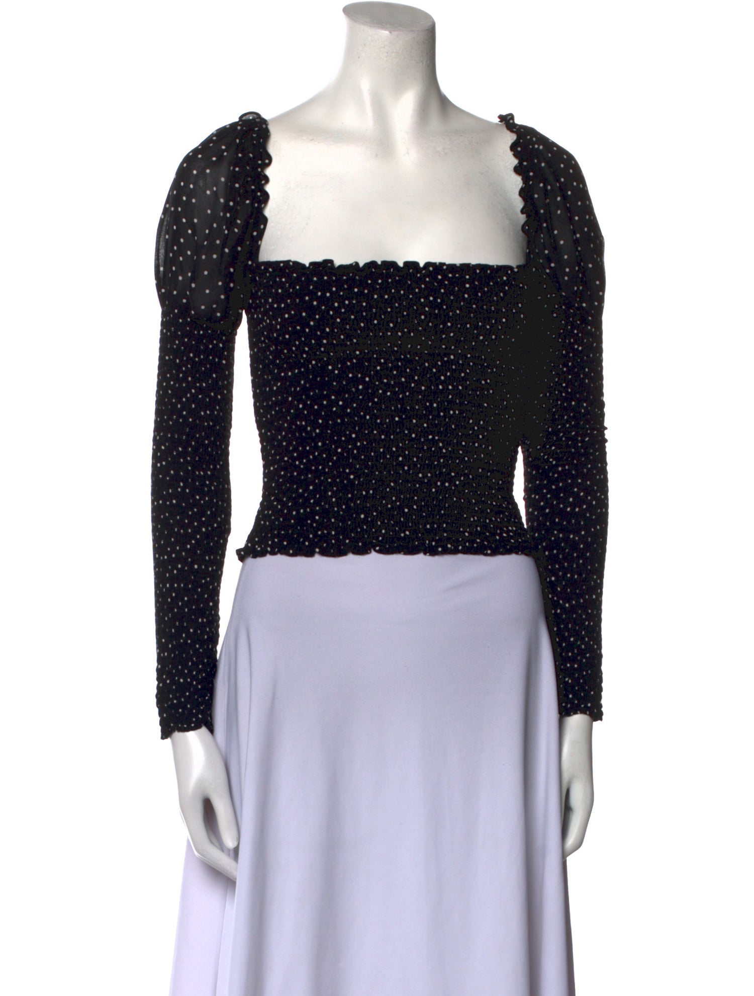 Reformation Polka Dot Print Square Neckline Crop Top