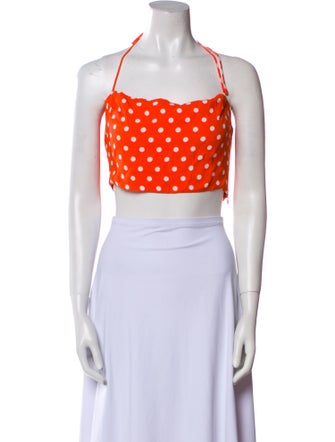 Reformation Polka Dot Print Square Neckline Crop Top